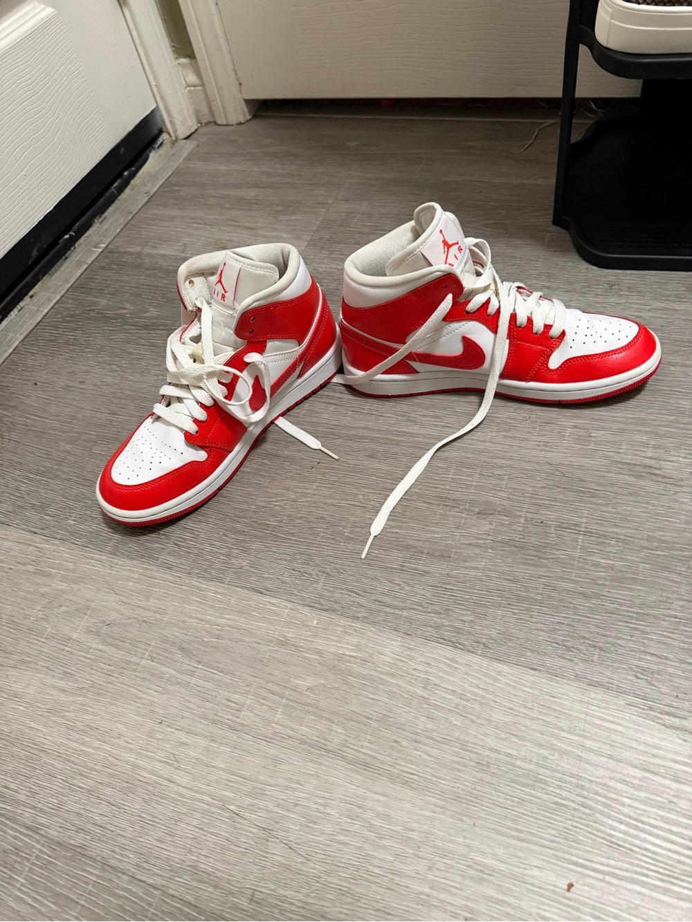 Nike High-Top Sneakers in White & Red